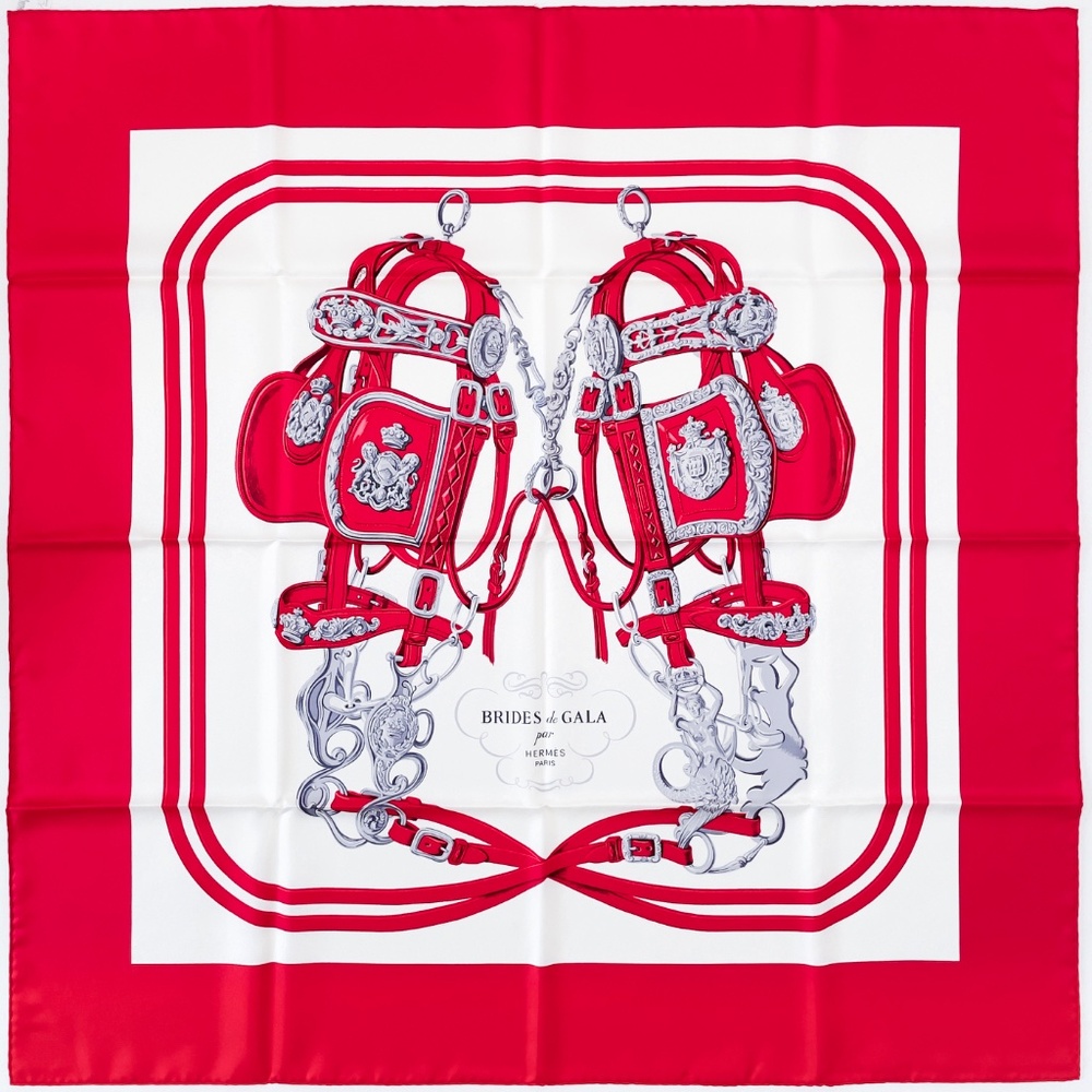 NWT Hermes Scarf "Brides de Gala" in Red/White